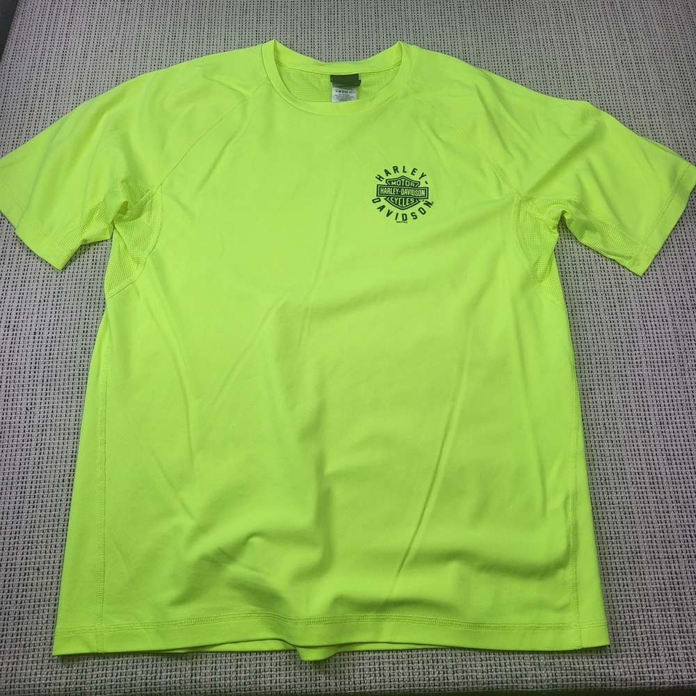 Harley-Davidson Shirt Mens XL Yellow Performance Motorcycle Short Sleeve Hi Vis